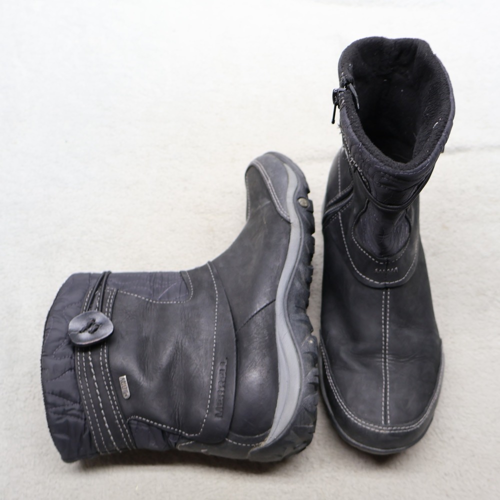 Merrell Womens 7.5 Dewbrook Winter Boots Black Leather Waterproof Hike J69270